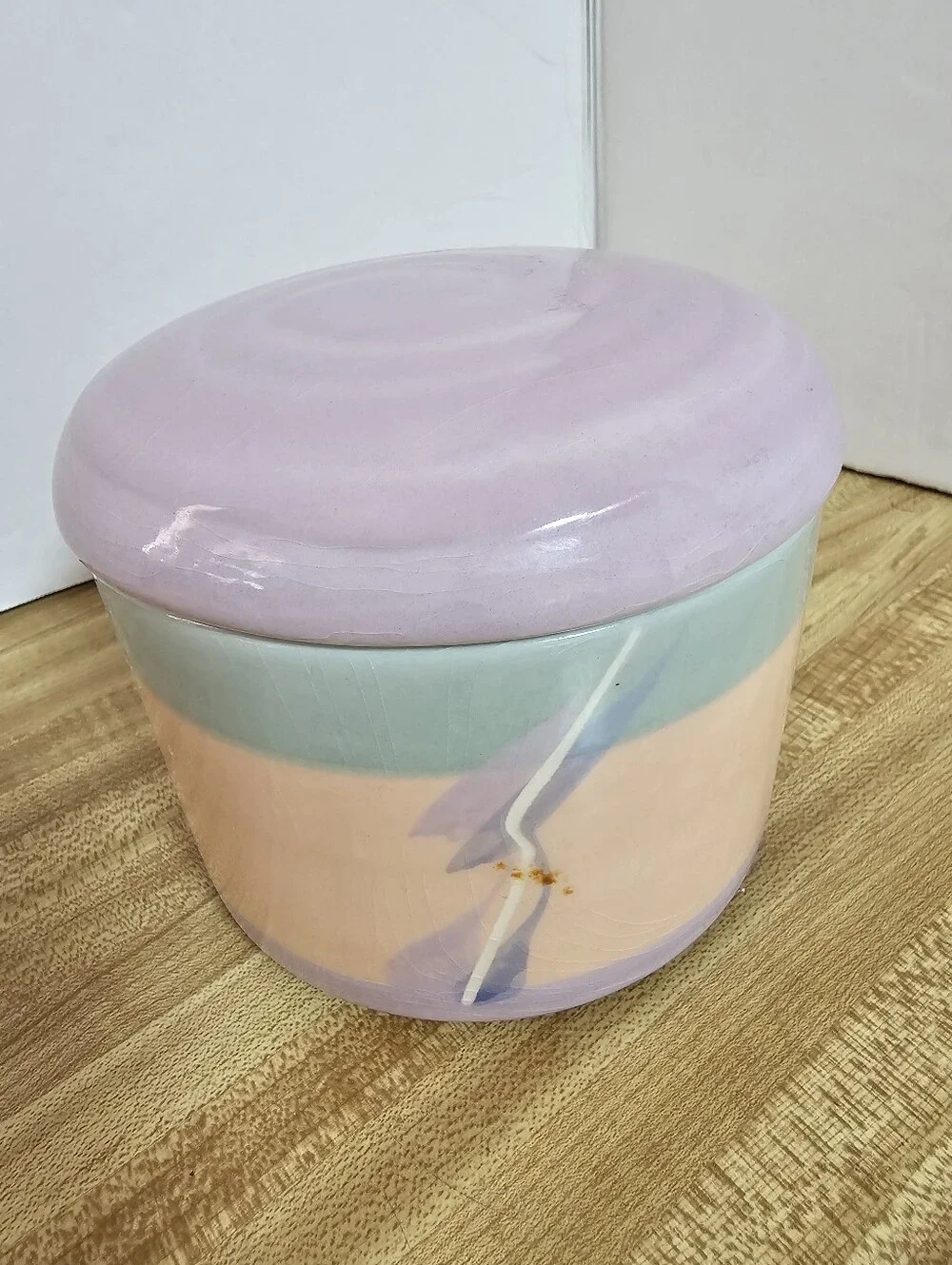 Vintage 80s Vohann of California Pastel Ceramic Trinket Box 4.5